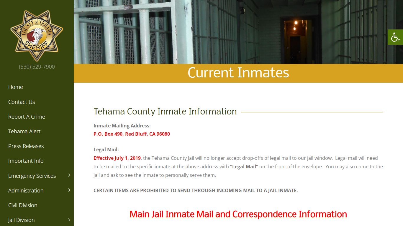 Current Inmates - Jail Division - Tehama County Sheriff’s Office