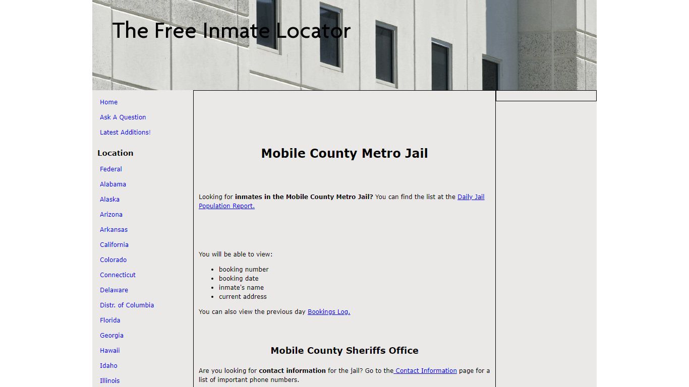 Mobile County Metro Jail - The Free Inmate Locator